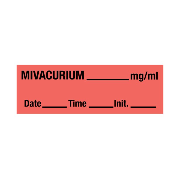 Tape, Mivacurium 1/2" x 500" Flr Red w/Black